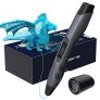 Aerb Lápiz 3D con Los Portaplumas, Auto Pluma 3D OLED Pantalla con 1.75mm Filamento PLA y ABS, 8 Velocidades Ajustables, 3D Pen Regalos para Niñas Manualidades Niños Adultos