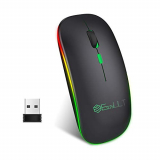 EasyULT Ratón Recargable, BT5.1 + 2.4G Inalámbrico, Ultra Delgado Ratón Bluetooth óptico, 1600 dpi Ajustables Silencioso Mouse para Computadora Portátil, Windows, MacBook(Negro)