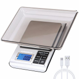 Raniaco Bascula de Cocina – Balanza Cocina Contable de Joyas, Peso Cocina Digital Multifunción de 500g por 0.01g, Bascula Precision con Bandeja Adicional