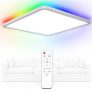 Plafon LED Techo Regulable 24W 3200LM, 3000-6000K Lámpara de Techo con control remoto, Luz de techo LED de 7 colores RGB, Luz Panel Plano impermeable IP54 para Baño, Salón, Dormitorio, Cocina, Oficina