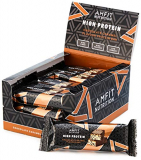 Marca Amazon – Amfit Nutrition Barrita de proteína baja en azúcar (19,6gr proteina – 1,6gr azúcar) – chocolate y caramelo – Pack de 12 (12x60g)