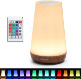 Auxmir Luz Nocturna LED, Lámpara de Mesita de Noche, Iluminación de Ambiente Interior, Control Remoto y Tactil, Temporizador, USB Recargable, Cambio de 13 Colores, para Niños, Dormitorio, Cámping