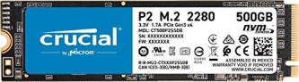 Crucial P2 CT500P2SSD8 Disco Duro sólido Interno SSD de 500GB, de hasta 2400 MB/s (3D NAND, NVMe, PCIe, M.2)