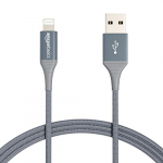 Amazon Basics – Cable Lightning a USB-A, de nailon trenzado doble, colección de avanzada, cargador para iPhone certificado por MFi, color gris oscuro, 1,82 m