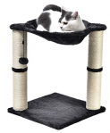 Amazon Basics – Torre en árbol con cerramiento, hamaca, cama y poste rascador para gatos, 40,6×50,8×40,6 cm, gris