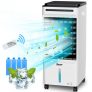 Enfriador de Aire, Aire Acondicionado Móvil/Ventilador/Humidificador Portátil 3 en 1 con Función de Iones Negativos, Enfriador Evaporativo de 5 l con Temporizador 7 y Control Remoto
