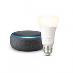 Echo Dot (3.ª generación), Tela de color antracita + Philips Hue White bombilla inteligente, compatible con Alexa – Kit de inicio de Hogar digital
