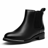 DREAM PAIRS Botas para mujer Chelsea Boots mujer Botas de invierno mujer PU exterior y ribete de metal, Negro , 36 EU
