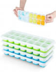 inaWarm 4 Piezas Cubiteras para Hielo con Tapa, Moldes de Cubitos Hielo Silicona Sin BPA, Fácil Extracción Apilables Bandeja Cubo Hielo Whisky Cola Congelado