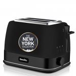 Breville VTT946X – Tostador de 2 rebanadas con bandeja para calentar bollería, colección New York, color negro