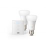 Echo Flex + Philips Hue White Pack de 2 bombillas LED inteligentes, compatible con Bluetooth y Zigbee, no se requiere controlador