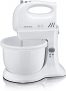 Severin HM 3810 Juego de Batidora Amasadora, incluso soporte de mesa y bol de 3 L, 300 W, Blanco y Gris