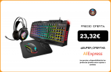 KROM Pack gaming Kritic SP: Teclado Membrana Kyra + Ratón Óptico Keos + Alfombrilla Speed + Auricular Kappa, RGB Rainbow|Juegos de teclado y ratón|