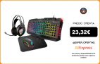 KROM Pack gaming Kritic SP: Teclado Membrana Kyra + Ratón Óptico Keos + Alfombrilla Speed + Auricular Kappa, RGB Rainbow|Juegos de teclado y ratón|