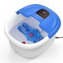 Hidromasaje para Pies con Rodillo Automático Spa Pies Masajeador de Pies con Agua con Burbujas Calentamiento Vibración con 4 Rodillos de Masaje y Piedra Pómez para Relajar los Pies