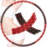 JeoPoom Hula[6 Nudos], Aro de Entrenamiento para Pérdida de Peso, Hula para Fitness, Tubo de Acero Inoxidable de Espuma de Capa, Peso Ajustable, para de Quemar Grasa, Adelgazar,Deportes(Negro+Rojo)