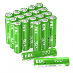EBL Pilas AAA Recargables Solar de Luces Solares Jardín 1200 Ciclos para Luz Solar Césped, Iluminación de Caminos – 20 Unidades de 1,2V NIMH