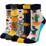 ZFSOCK Calcetines Termicos Invierno Mujer: Divertidos Cálidos Calcetines De Algodon Gruesa Mujer Calcetines Patrón De Plantas Lindos 35-41(Estilo tropical-5 Pares)