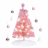 Oryidr Mini árbol de Navidad Rosa,60Cm ÁRbol De Navidad Artificial,ÁRbol Navidad Pequeño con Luces Led Y Adornos Decoracion Navidad