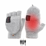 Coikes Guantes Calefactables USB para Hombres y Mujeres Completos y Medio Dedos Guantes Invierno 3 Temperatura Ajustables Guantes Trabajo Frio Lavable Guantes Invierno para Esquí Senderismo (Gris)
