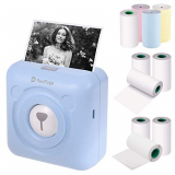 Aibecy mini impresora para movil,PeriPage Mini Pocket Impresora térmica inalámbrica BT+3 rollos de papel térmico de color+3 rollos de papel adhesivo blanco+3rollos de papel térmico blanco sin adhesivo