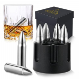 Whisky Piedras, Cubitos de Hielo Acero Inoxidable-Alta Tecnología de Refrigeración, 8 cubos de hielo reutilizables de acero inoxidable, para accesorios de bar,whisky Vodka y todas las bebidas