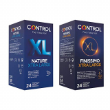 Control Preservativos Nature XL, Finissimo XL 48 ud – Pack 2 Cajas De Condones: 1x Tamaño Más Grande 24 ud y 1x Muy Finos y Más Grandes 24 ud, Lubricados, Ajuste Perfecto, Sexo Seguro (Pack Ahorro)