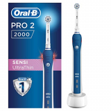 Oral-B PRO 2 Sensi Ultrathin Cepillo de Dientes Eléctrico con Mango Recargable, Tecnología Braun y 1 Cabezal, Encías Fuertes y Sensibles, 2000 – Azul
