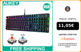 AUKEY Teclado mecánico KMG12, 105 teclas con Software de juego para jugadores de ordenador portátil, inglés, italiano, español, francés, alemán|Teclados|