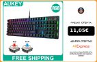 AUKEY Teclado mecánico KMG12, 105 teclas con Software de juego para jugadores de ordenador portátil, inglés, italiano, español, francés, alemán|Teclados|
