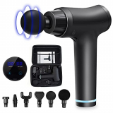 Pistola de masaje muscular, Oxford Street Pistola de masaje muscular de tejido profundo, 30 niveles ajustables, 6 cabezales de masaje y pantalla LCD, súper silenciosa, para aliviar el dolor muscular