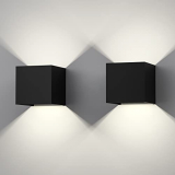 Dexnump 2 Piezas 10W Apliques de Pared Interior/Exterior, Aplique Pared Exterior Blanco Frío 6000K Apliques Pared LED Ángulo de Haz Ajustable Impermeable IP65 (2 Piezas Applique Negro)