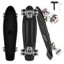 CAROMA 22pulgadas/56cm Penny Board, monopatín de para niños, monopatín con Ruedas con Luces LED, Mini monopatín de Crucero para niña y niño Principiante (Negro)