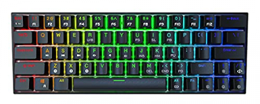 60% Teclado mecánico gaming, Bluetooth 5.1, teclado inalámbrico para ordenador, 63 teclas, compacto con retroiluminación RGB, batería de 1900 mAh para escritores gamers (interruptor marrón y negro)