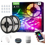 Lepro 10M 36W Tiras LED Exterior Impermeable IP65, Luces Tira LED WiFi(Solo 2,4 GHz) 16 Millones RGB Regulable, Control Remoto y Smartphone APP con Temporizador, Compatible con Voz Alexa y Google Home