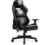 GTPLAYER Silla Gaming Gamer Ergonómica Oficina Silla Escritorio Computadora PC Silla Cuero de PU con 3D Reposabrazos Altura Ajustable y Respaldo Reclinable (Gris)