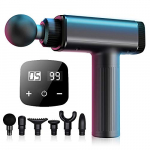 Pistola de Masaje Muscular,Pistola de Masaje Pistola de Fascia, Tejido Profundo con 30 velocidades,6 Cabezales de Masaje y Pantalla LCD, 2600 mah,alivio del dolor de tensión muscular