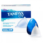 Tampax Copa Menstrual Flujo Regular, Protección Comfort-Fit Día y Noche, Fabricada 100% con Silicona Médica, Testada Clínicamente, Fácil de limpiar, Reutilizable, Incluye Funda de Transporte