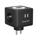 kinglink Adaptador de Enchufe, Enchufe con USB, Enchufe Multiple con 3 conexiones de cargador USB, función de carga inalámbrica de enchufe pared, Enchufe Múltiple para viajes y varias ocasiones