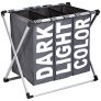 Amazon Basics – Cesta triple para colada, Gris oscuro