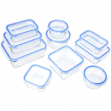 Amazon Basics – Recipientes de cristal para alimentos, con cierre 20 piezas (10 envases + 10 tapas), sin BPA
