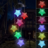 BestCool Luces de Campanas de Viento Solares LED 6 Estrella Blanca de Viento Lámpara de Jardín Solar Colgante a Prueba de Agua para el Patio del Hogar, luz con de Viento para Exteriores Interiores