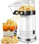 COOCHEER Máquina de palomitas de maíz de 1200 W, aire caliente, para el hogar, diseño de calibre ancho, con vaso medidor y tapa extraíble, sin BPA, color blanco