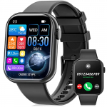 Smartwatch,1.83″ Reloj Inteligente Hombre Mujer Hacer y Contestar Llamada,Pulsera Fitness Actividad Con Monitor de La Frecuencia cardiaca Oxígeno en Sangre Monitor,Smart Watch Para Android iOS (Black)