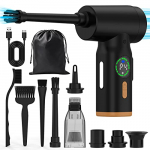 Soplador de polvo de aire comprimido, limpieza de teclado, 85000 RPM eléctrico pulverizador de aire comprimido limpiador 2 en 1, 120W mini plumero de aire para PC, tarjeta gráfica, electrónica