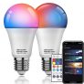 WIFI Bombilla LED inteligente Alexa, regulable, multicolor, E27, A19, 10 W (equivalente a 80 W), compatible con Alexa Google Home Siri IFTTT (paquete de 2)
