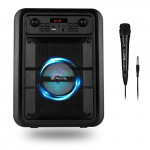 NGS Roller Lingo Black – Altavoz Portátil 20W con Tecnología Bluetooth 5.0 y True Wireless Stereo, con Micrófono para Karaoke y Luces LED Incorporadas (USB/MicroSD/Line IN/Entrada micrófono), Negro