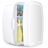 Mini Refrigerador 6L, Mini Nevera Portátil para el Skincarel con Espejo, Iluminación LED para Maquillaje Frutas Bebidas y Comidas, Volumen para Dormitorio y Oficina