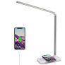Lámpara de escritorio LED con cargador inalámbrico, 5 colores y 10 niveles de brillo, respetuosa con los ojos, conexión USB, lámpara de mesa para niños [Clase energética A++] (Blanco)