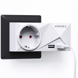 Ladron Enchufes USB,Enchufe Multiple 3 en 1 con Doble USB Port y 1 Enchufe EU,Enchufe Pared Adaptador Enchufes Multiples Multiplicador Compatible con Oficina, Cocina, Viaje